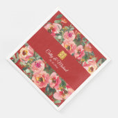 Roze bloemachtergrond dubbel geluk symbool servet (Hoek)