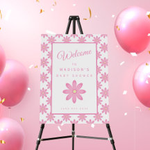 Roze Bloemachtige Baby Shower Welkom
