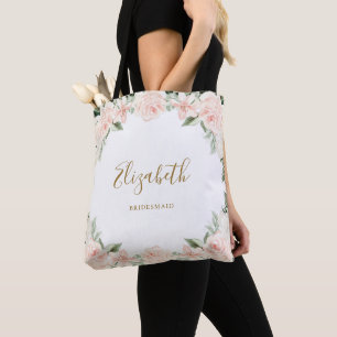 Roze Bloemachtige Bruidsmeisje Huwelijk Tote Bag