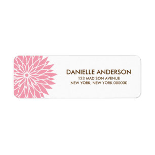 Roze bloemadres retourlabels etiket