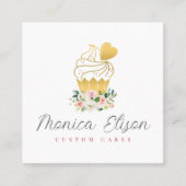 roze bloembakkerij logo vierkant visitekaartje (Voorkant)