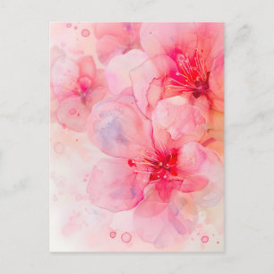 Roze bloemblaadje Elegance Waterverf Aankondigingskaart