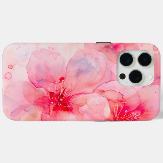Roze bloemblaadje Elegance Waterverf Case-Mate iPhone Case (Achterkant (horizontaal))