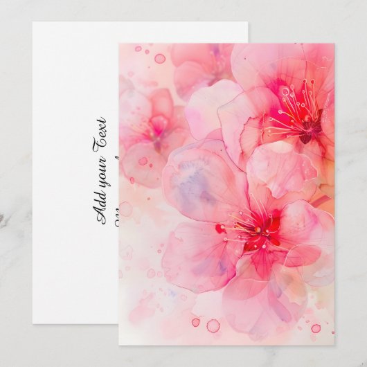 Roze bloemblaadje Elegance Waterverf Feestdagenkaart (Voorkant / Achterkant)