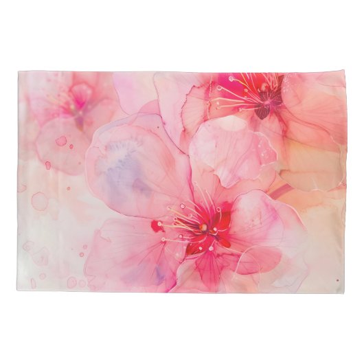 Roze bloemblaadje Elegance Waterverf Kussensloop (Achterkant)