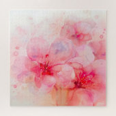 Roze bloemblaadje Elegance Waterverf Legpuzzel (Horizontaal)