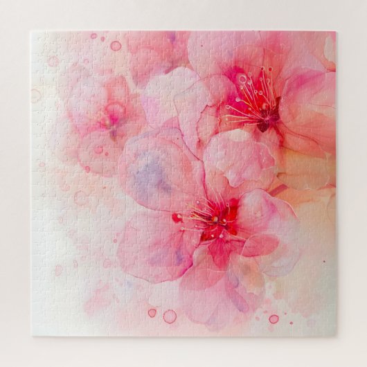 Roze bloemblaadje Elegance Waterverf Legpuzzel (Verticaal)