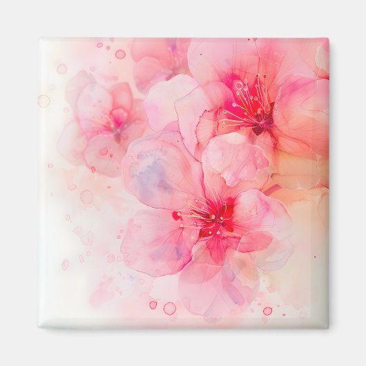 Roze bloemblaadje Elegance Waterverf Magneet (Voorkant)