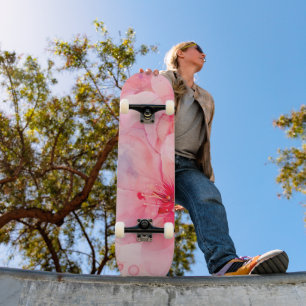 Roze bloemblaadje Elegance Waterverf Persoonlijk Skateboard