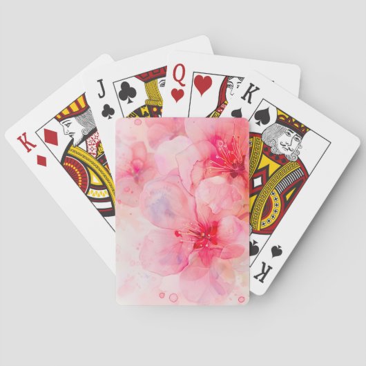 Roze bloemblaadje Elegance Waterverf Pokerkaarten (Achterkant)