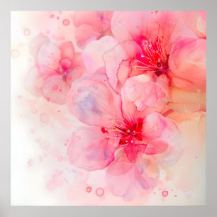 Roze bloemblaadje Elegance Waterverf Poster
