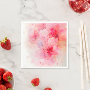 Roze bloemblaadje Elegance Waterverf Servet