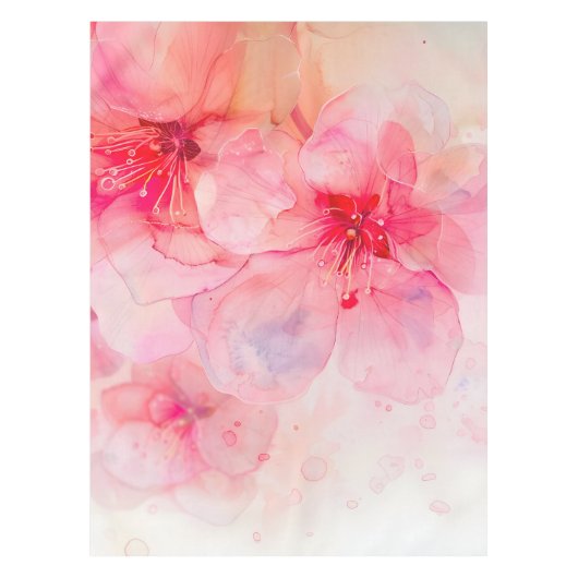 Roze bloemblaadje Elegance Waterverf Tafelkleed (Voorkant)