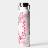 Roze bloemblaadjes aangepaste naam waterfles (Voorkant)