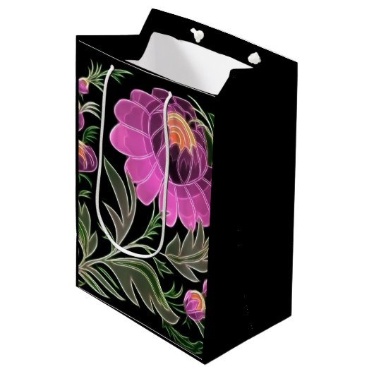 Roze bloemblaadjes Art Deco Medium Cadeauzakje (Voorkant Gekanteld)