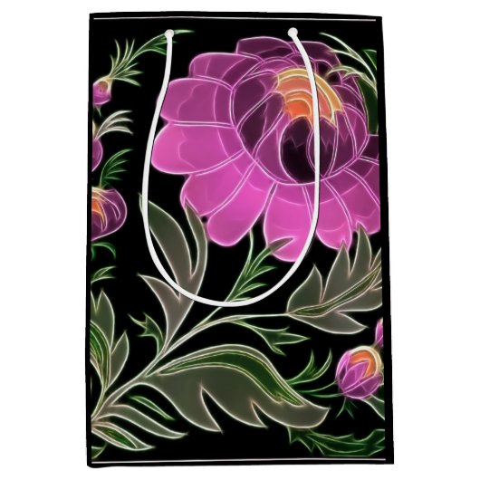 Roze bloemblaadjes Art Deco Medium Cadeauzakje (Voorkant)