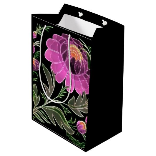 Roze bloemblaadjes Art Deco Medium Cadeauzakje (Achterkant Gekanteld)