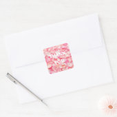 roze bloemblaadjes bruiloft dank u vierkante sticker (Envelop)