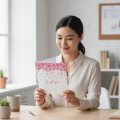 Roze bloemblaadjes Dank je Notitiekaartje