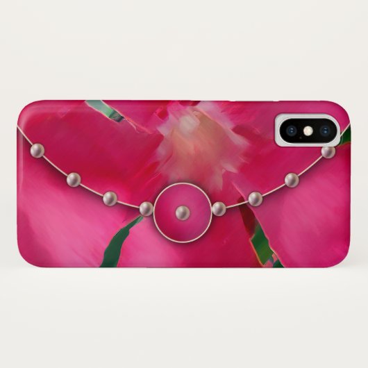 Roze Bloemblaadjes en Parels Case-Mate iPhone Case (Achterkant (horizontaal))