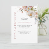 Roze bloemblaadjes en Prosecco Bloemen Vrijgezelle Kaart (Staand voorkant)