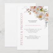 Roze bloemblaadjes en Prosecco Bloemen Vrijgezelle Kaart (Voorkant / Achterkant)