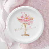 Roze bloemblaadjes en Prosecco Bloemen Vrijgezelle Papieren Bordje