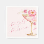 Roze bloemblaadjes en Prosecco Bloemen Vrijgezelle Servet (Voorkant)