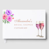 Roze Bloemblaadjes en Prosecco Bruidsdiner Gastenboek (Voorkant)