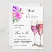 Roze Bloemblaadjes en Prosecco Bruidsdouche Kaart (Voorkant)
