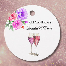 Roze Bloemblaadjes en Prosecco Bruidsmeisjesfeest  Bedankjes Labels