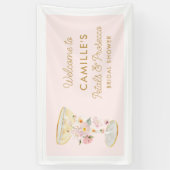 Roze Bloemblaadjes en Prosecco Bruidsmeisjesfeest  Spandoek (Verticaal)