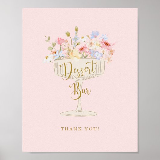 Roze bloemblaadjes en Prosecco Douche Dessert Bar  Poster (Voorkant)