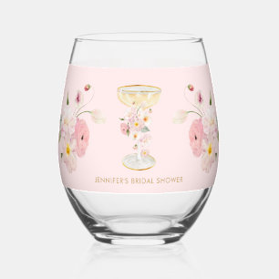 Roze Bloemblaadjes en Prosecco Drinkservies Set Wijnglas Zonder Voet