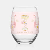 Roze Bloemblaadjes en Prosecco Drinkservies Set Wijnglas Zonder Voet (Voorkant)