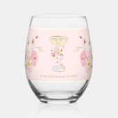 Roze Bloemblaadjes en Prosecco Drinkservies Set Wijnglas Zonder Voet (Achterkant)