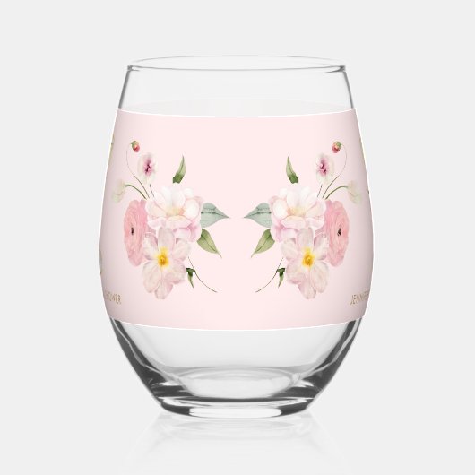 Roze Bloemblaadjes en Prosecco Drinkservies Set Wijnglas Zonder Voet (Rechts)