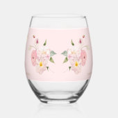 Roze Bloemblaadjes en Prosecco Drinkservies Set Wijnglas Zonder Voet (Links)