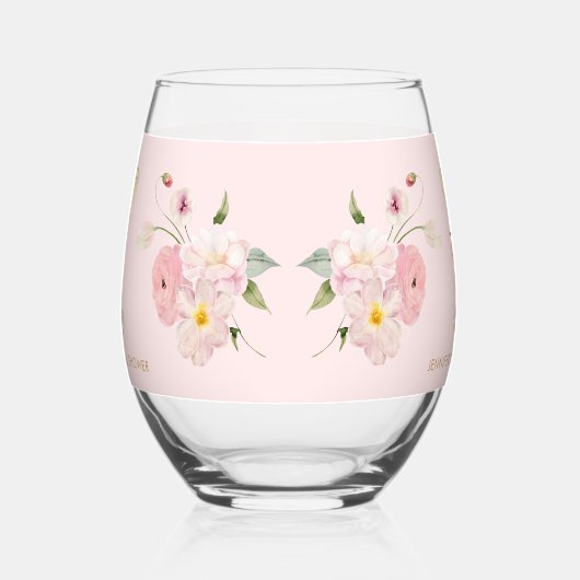 Roze Bloemblaadjes en Prosecco Drinkservies Set Wijnglas Zonder Voet (Links)