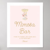 Roze bloemblaadjes en Prosecco Mimosa Bar Sign Poster (Voorkant)