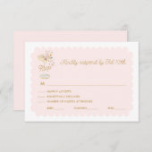 Roze Bloemblaadjes en Prosecco RSVP Kaart (Voorkant / Achterkant)