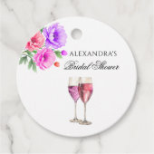 Roze bloemblaadjes en Prosecco Vrijgezellenfeest D Bedankjes Labels (Voorkant)