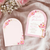 Roze bloemblaadjes en Prosecco Vrijgezellenfeest Kaart