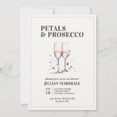 Roze bloemblaadjes en Prosecco Vrijgezellenfeest Kaart (Voorkant)