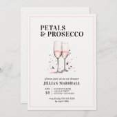 Roze bloemblaadjes en Prosecco Vrijgezellenfeest Kaart (Voorkant / Achterkant)