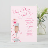 Roze bloemblaadjes en Prosecco Vrijgezellenfeest Kaart (Staand voorkant)