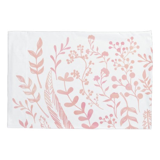 Roze bloemblaadjes en veren patroon kussensloop (Achterkant)