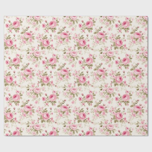 Roze bloemblaadjes gloeien cadeaupapier (Vlak)