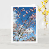 Roze bloemblaadjes in Blue Sky Landscape Kaart (Gele Bloem)