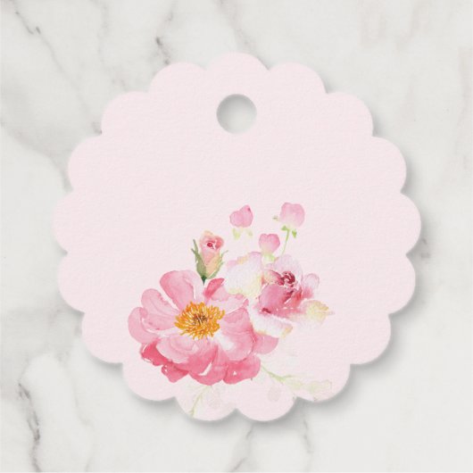 Roze Bloemblaadjes Prosecco Bruidsfeest Bedankjes Labels (Achterkant)